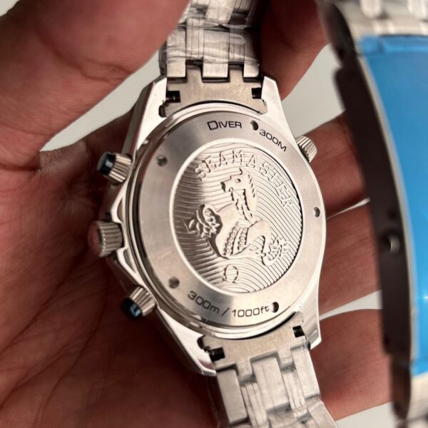 Omega Gray Dial Silver Bracelet Seamaster Diver 300M Mens Watch