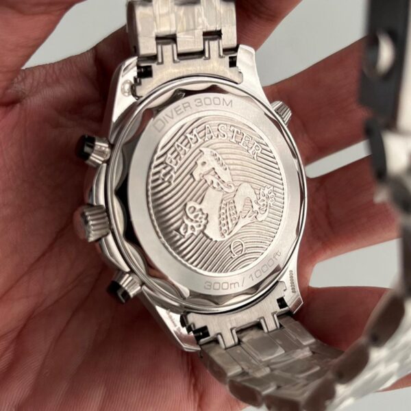 Omega Black Dial Silver Bracelet Seamaster Diver 300M Mens Watch