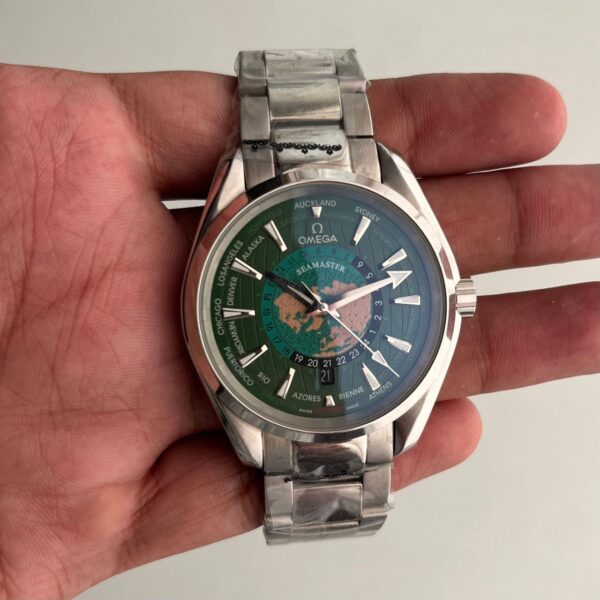 Omega Green Dial Silver Bracelet Seamaster Aqua Terra Mens Watch