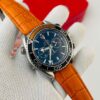 Omega Black Dial Orange Strap Seamaster Planet Ocean Mens Watch