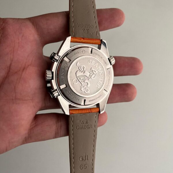 Omega Black Dial Orange Strap Seamaster Planet Ocean Mens Watch