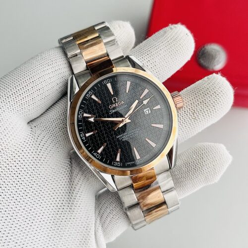 Omega Seamaster Aqua Terra Black Dial Dual Tone Bracelet Mens Watch
