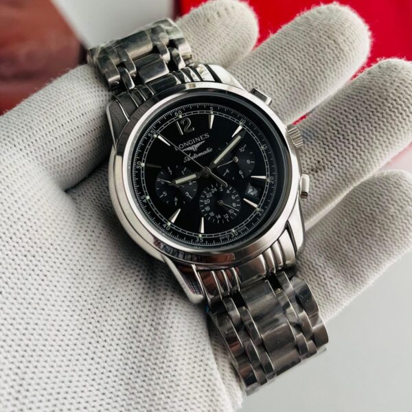 Longines Master Collection Automatic Black Dial Silver Bracelet Mens Watch