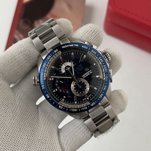 TAG Heuer Carrera Calibre 36 Blue Bezel Steel Bracelet Men's Watch