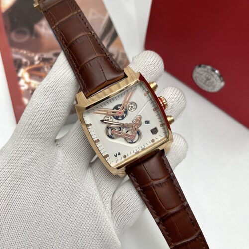 TAG Heuer Monaco V4 White Dial Brown Strap Men's Watch