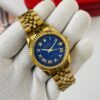 Rolex Datejust Blue Dial Gold Bracelet Automatic Ladies Watch