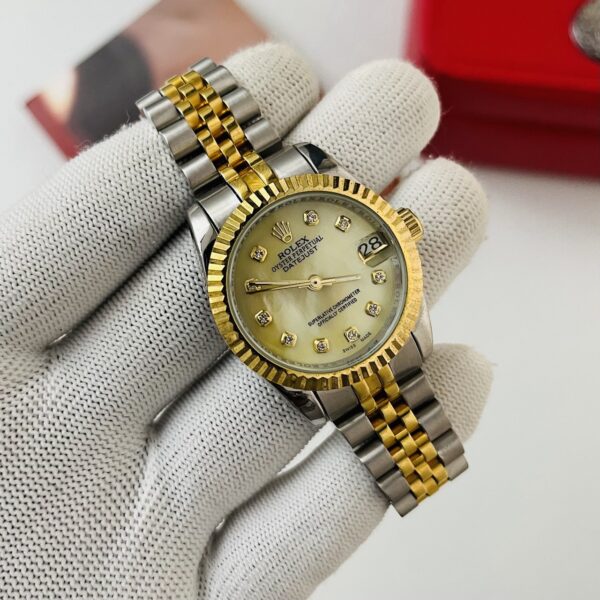 Rolex Datejust Yellow Marble Dial Two Tone Bracelet Automatic Ladies Watch