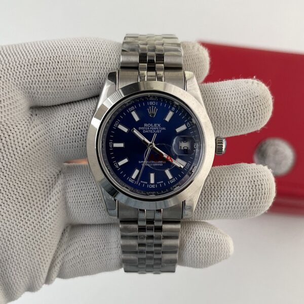 Rolex Oyster Datejust Blue Dial Silver Bracelet Automatic Men's Watch