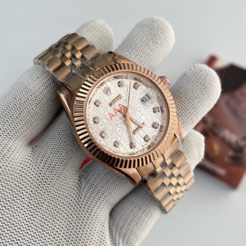 Rolex Datejust White Dial Rose Golde Bracelet Automatic Men's Watch