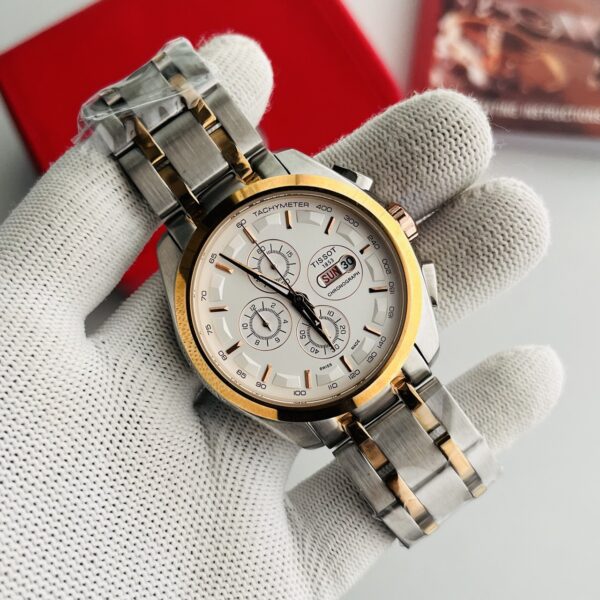 Tissot Chronograph White Dial Dual Tone Bracelet Men's Watch