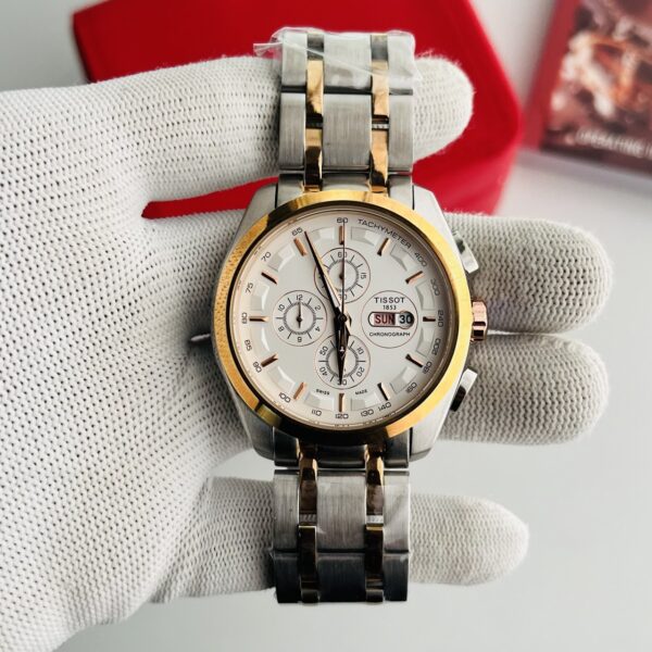 Tissot Chronograph White Dial Dual Tone Bracelet Men's Watch