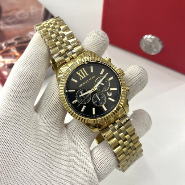 Michael Kors Lexington Black Dial Gold Bracelet Men's Watch