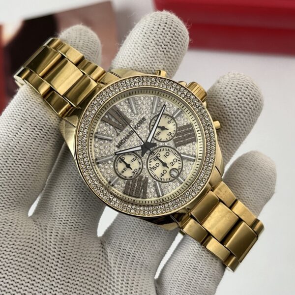 Michael Kors Parker Crystal Pave Dial Gold Bracelet Women's Watch